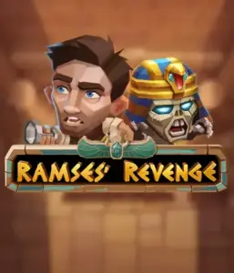 Uncover the mysterious world of Ramses' Revenge slot by Relax Gaming, showcasing a frightened explorer and a menacing mummy against an Egyptian tomb backdrop. This graphic portrays the drama of tomb exploration, great for adventure seekers, providing a thrilling escape. 